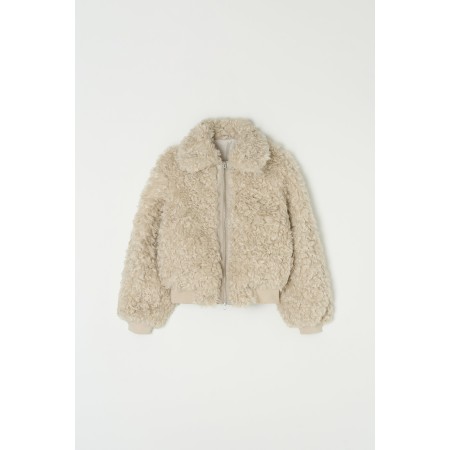 CROPPED ZIP-UP FUR JACKET_BEIGE GREY À commander